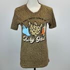 Love in Faith The Only Ghost I Know is the Holy Ghost v-neck leopard Tee NEW