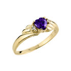 Ladies 14K Gold February Birthstone 0.64ct Amethyst Gemstone and Diamonds Ring