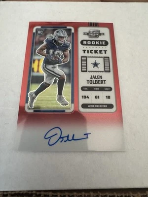 2022 Jalen Tolbert (RC) Contenders Optic Rookie Ticket Auto Red */149 Cowboys - Image 1 of 2