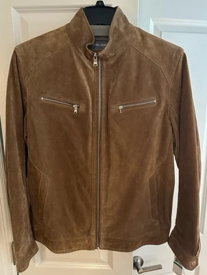 $425 NWT Michael Kors Men’s Genuine Suede Bomber Jacket Size Large - Image 1 of 4