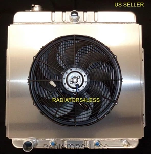 3 ROW ALUMINUM RADIATOR W/ SHROUD & 16" FAN 53 54 55 56 FORD F-100 TRUCK PICKUP  - Picture 1 of 2