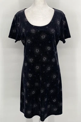 Vestido De Colección Kathie Lee Para Mujer Mediano Negro Terciopelo Estrás Vacaciones Foto 1 de 4