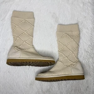 UGG sz 10 classic cardy argle cream tan knit knee high sweater winter boots wmns - Picture 1 of 10