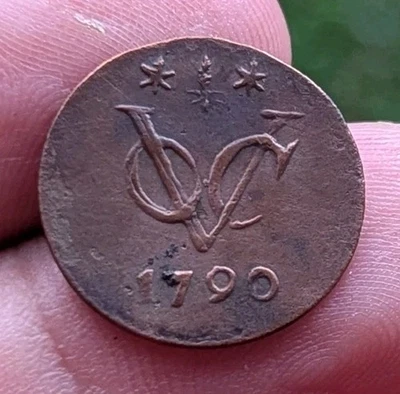 Moeda pequena 1790 Holanda holandesa VOC 1/2 METADE Duit Gelderland_z522 - Imagem 1 de 4