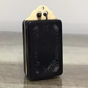 Art Deco Plastic Dance Compact Flapper Purse Black ~ ISSUES Missing Parts/Pieces - Picture 1 of 16