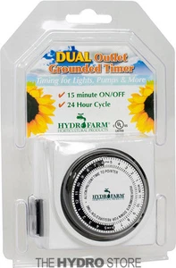 Hydrofarm Dual Outlet Analog Grounded Timer TM01015D - Picture 1 of 1