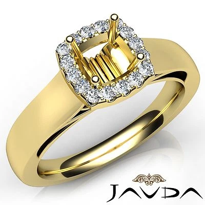 Cushion Cut Diamond Engagement 0.2Ct Halo Prong Semi Mount Ring 18k Yellow Gold - Image 1 of 4