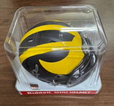 Mike Sainristil Signed Autographed Michigan Mini Helmet JSA - Image 1 of 4