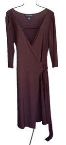 Jones New York langes Wickelkleid braun mit Schärpe Gürtel Damengröße 14 JNY edel - Bild 1 von 8