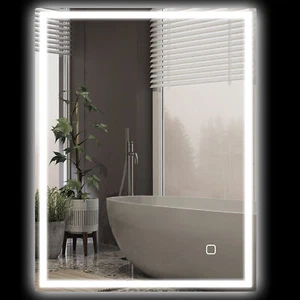 HOMCOM Illuminated Bathroom Mirror with LED Lights 3 Colours Defogging Film - Picture 1 of 11