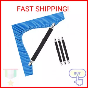 Adjustable Bed Sheet Straps Set - 4pc Holders Clips Suspenders Gripper Fasteners - Picture 1 of 2