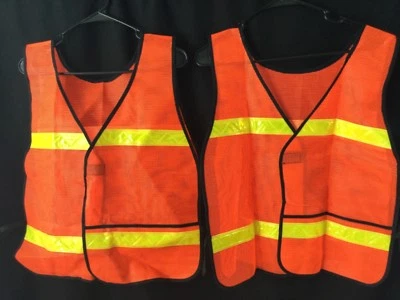 2 Pack  XL Neon Bright Orange Safety Vest Reflective Flag Signal Construction - Image 1 of 4