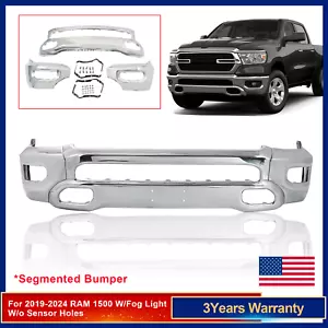 Front Bumper Face Bar For 2019-2024 RAM 1500 W/Fog Light Chrome Pickup Steel NEW - Picture 1 of 24