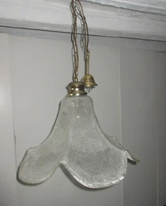 Chandelier Midcentury Murano Ice Glass 20" Diameter Tulip Shape Kalmar Germany - Picture 1 of 4