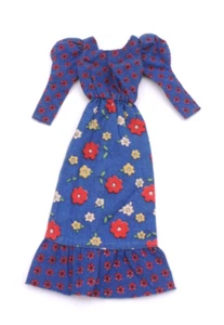 Vintage Barbie Best Buy #3343 Maxikleid Bauernblau Blumenmuster langes Kleid - Bild 1 von 6