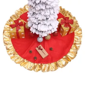 90cm Christmas Premium Tree Skirt w Golden Edge Xmas Base Floor Mat Cover Decor - Picture 1 of 2