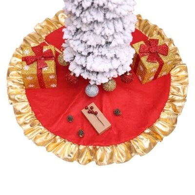90cm Christmas Premium Tree Skirt w Golden Edge Xmas Base Floor Mat Cover Decor - Image 1 of 2