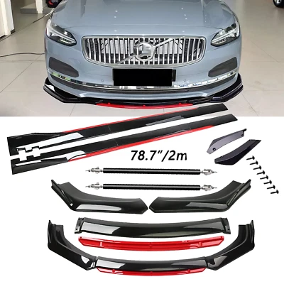 Front Bumper Lip Spoiler/ Body Kit+Side Skirt black-Red For Volvo S60 S80 S90 Foto 1 de 4