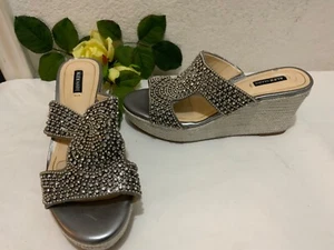 Alex Marie Women’s 6M Jeweled Silver Wedges rhinestone liknew - Picture 1 of 10
