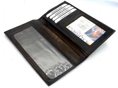 Cartera con cubierta de chequera de cuero genuino organizador de identificación de tarjeta de crédito Foto 1 de 4