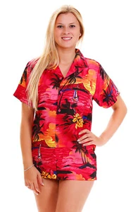 Funky Hawaiibluse Surf Rot Pinkisch verschiedene Größen Hawaiishirt Unisex - Bild 1 von 5