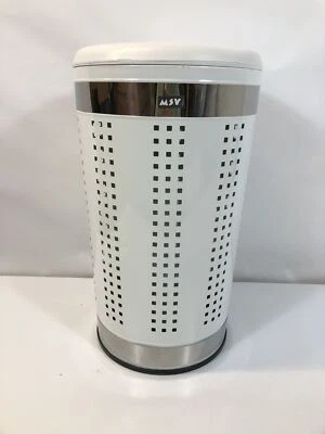 MSV Wäschetonne Wäschesammler mit Sitzkissen, 60,5 cm, Metall Weiß - Bild 1 von 4