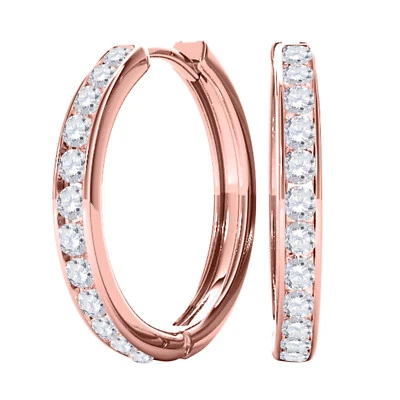 0.5 Carat Natural Round White Diamond Hoop Earrings in 10K Gold  - Image 1 of 4