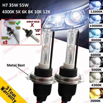 2X 35W 55W H7 Car HID Xenon Headlight Lamp Bulb Ceramic METAL BASE 5K 6K 8K 10K - Image 1 of 4