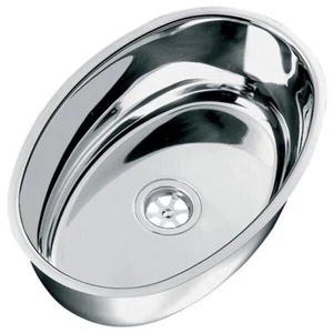Fregadero, fregadero ovalado para caravana acero inoxidable, semiespejo de 285 mm pulido - Imagen 1 de 3