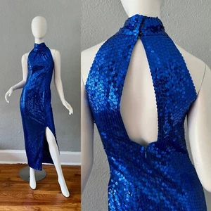 Vintage 90s Glam Sequin CHOKER Party Prom Wiggle Pageant Dress XS - Picture 1 of 17