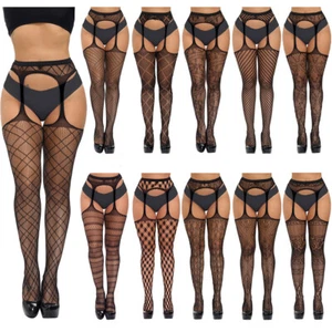 Women's Lace Floral Fishnet Tights Stockings High Waist Sexy Garter Pantyhose - Picture 1 of 15