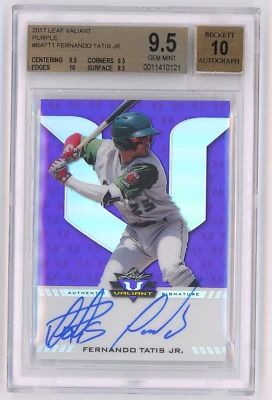 2017 Leaf Valiant Purple /15 Auto Fernando Tatis Jr. BGS 9.5 w 10 Auto - Image 1 of 2
