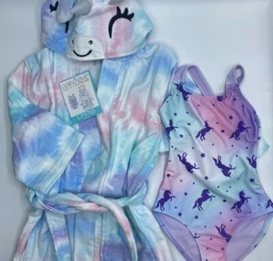 Girls Size 5/6 Saint Eve 2-Piece Unicorn Beach Cover Up & 1-Piece Swimsuit Set - Picture 1 of 7