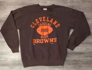 Vintage 90s 1994 Cleveland Browns Nutmeg Cardiac Kids Crewneck Sweatshirt Large - Picture 1 of 8