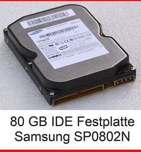 80 GB Ide Pata 40-PIN Hard Drive HDD Samsung SP0802N 3,5 " 8,89 CM 7200 & / M - Picture 1 of 1