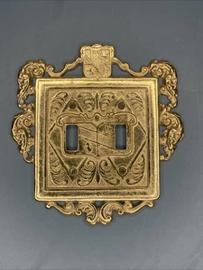 Vintage MetalCrafters Messing Doppel Lichtschalter Platte Abdeckung verziert Deko - Bild 1 von 2