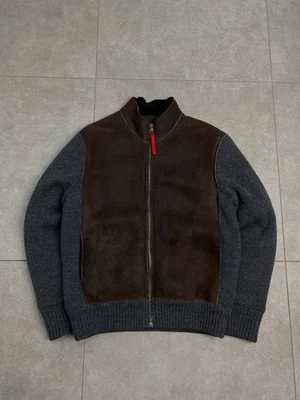 Prada Milano Shearling Wool Knit Sleeve Vintage Bomber Jacket - Image 1 of 4