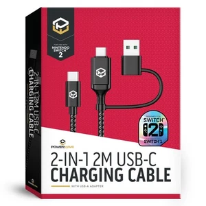 Powerwave 2-in-1 2M USB-C Charging Cable with USB-A Adapter for Nintendo Switch - Picture 1 of 4