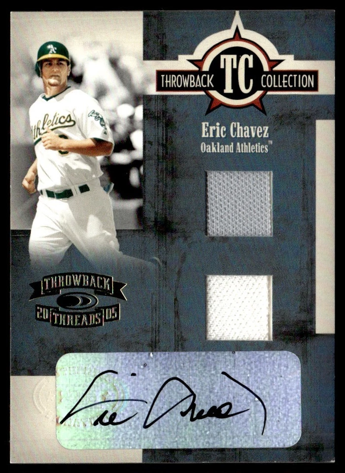 Combo de material exclusivo Donruss Throwback Threads Collection 2005 Eric Chávez Foto 1 de 2