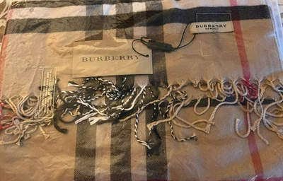 BURBERRY London кашемир большой шаль шарф надежном бахромой Nova чек новый с Ярлыками - Изображение 1 из 4