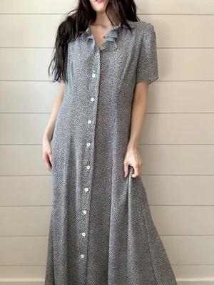 Leslie Fay Cheetah Print Ladies Y2K 2000s Dress Large Maxi Tie Back - Image 1 of 4