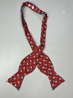 Brooks Brothers Pajarita de Seda Reversible Azul Lunares Rojo Oso Polar Esquí Foto 1 de 4