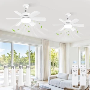 2 Pack 17.9 Inch Socket Fan Light with Remote, Dimmable 3 Colors 6 Speed 1100... - Picture 1 of 7