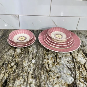 Vintage American Limoges Chateau Rose Menuett 8 Stück Teller und Schüsseln - Bild 1 von 24