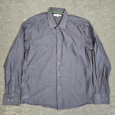 John Lennon Shirt Mens XL Navy Long Sleeve Button Up Polka Dot Peace Embroidered - Image 1 of 4