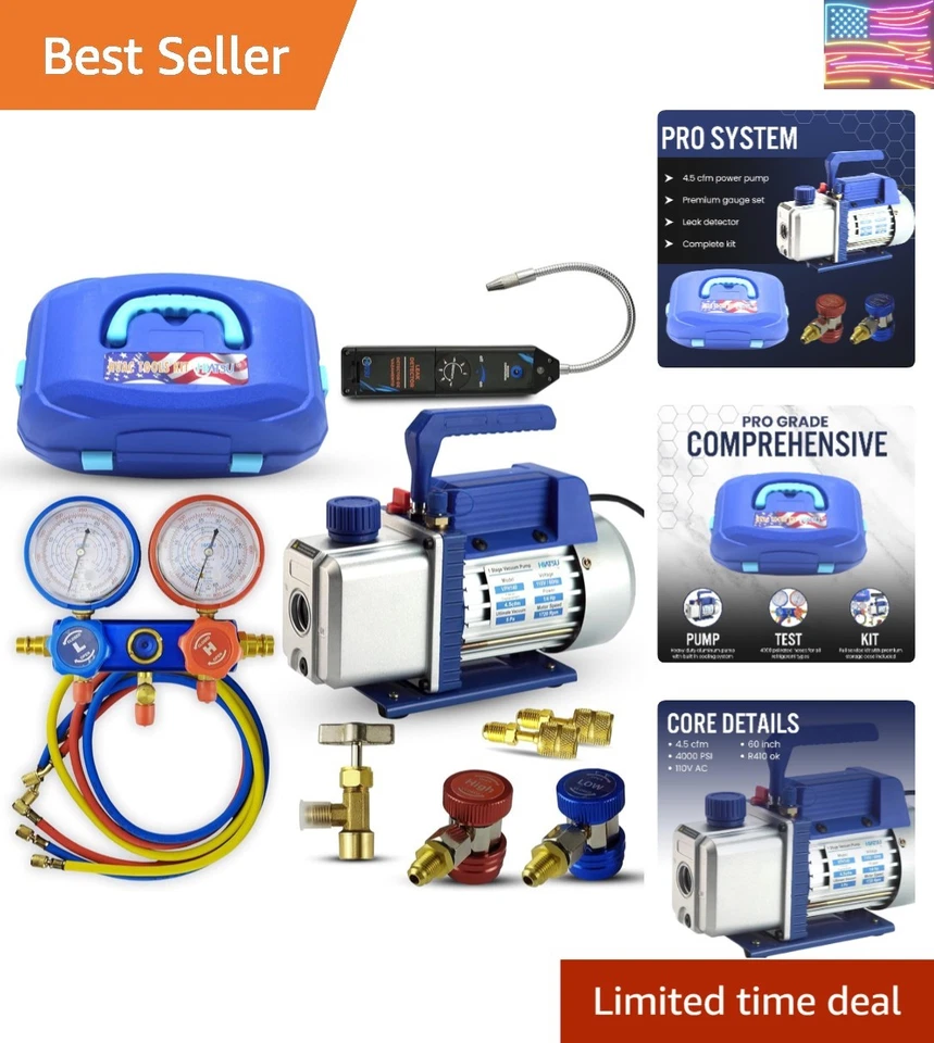 4.5cfm Vacuum Pump Kit for HVAC Professionals - Durable & Reliable Performance - Image 1 of 4