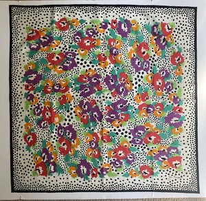 Vintage JIM THOMPSON Multicolored Floral Silk Scarf, Thailand 34” Square - Picture 1 of 16