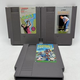 3-Nintendo NES Sports Games(JACK NICKLAUS GOLF, BANDAI GOLF & Football) Works