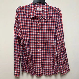 Vineyard Vines Button Shirt Womens 16 Pink Red Blue Gingham Checkered - Picture 1 of 8