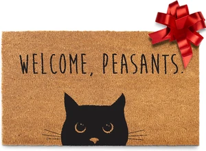 Welcome Peasants Katze Fußmatte 30x17 Zoll, schwarze Katze Fußmatte, lustig Willkommen - Bild 1 von 12